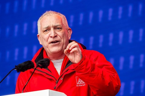 Jürgen Kerner, Second Chairman of IG Metall. IG Metall action day in Stuttgart. Metalworkers fight