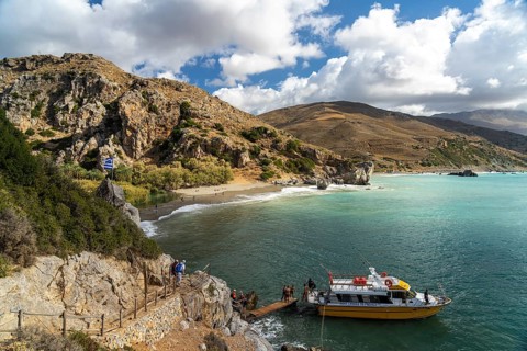 The palm beach of Preveli, Crete, Greece, Europe