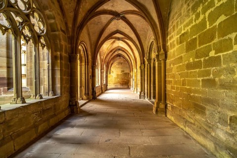 Cloister in Maulbronn Monastery, Maulbronn, Baden-Württemberg, Germany, Europe