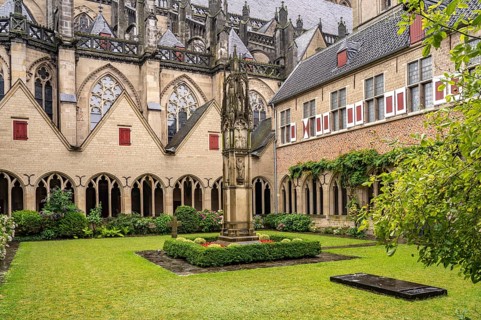 Inner courtyard and cloister of the Catholic Church of St Viktor in Xanten, Lower Rhine, North