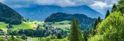 Tiefenbach, behind Entschenkopf, 2043m, Rubihorn, 1957m, and Schattenberg, 1845m, Allgäu Alps,
