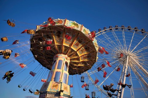 Ferris wheel, Europa Rad, chain carousel, Cannstatter Wellenflug, rides, movement, movement effect,