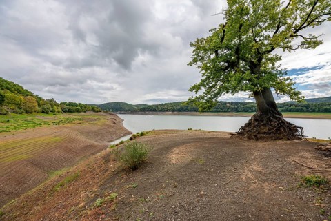 Lake Edersee, near Waldeck, the third largest reservoir in Germany, is currently at just under 13%