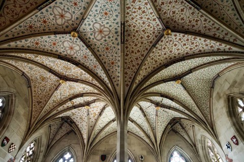 Interior view, summer refectory, Cistercian monastery Bebenhausen, Tübingen, Baden-Württemberg,