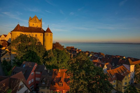 Meersburg Castle, Old Castle, Sunset, Meersburg, Lake Constance, Baden-Württemberg, Germany, Europe