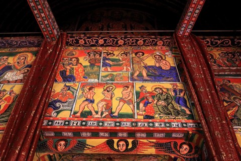 Ahamra region, Azoa Maryam round church on the Zeghie peninsula in Lake Tana, Lake Tsana or Lake