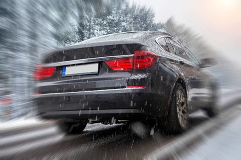 BMW on a snow-covered road (Composing)