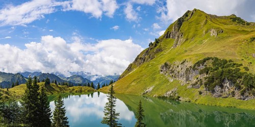 Seealpsee and Seeköpfle, 1919m, Allgäu Alps, Allgäu, Bavaria, Germany, Europe