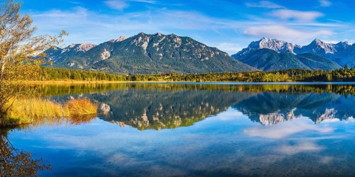 Barmsee, behind it the Karwendel mountains, Werdenfelser Land, Upper Bavaria, Bavaria, Germany,