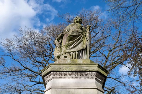 War memorial for the Wars of Unification, unveiled in 1877, Markt, Siegen, North Rhine-Westphalia,
