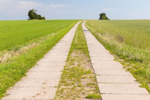 Field path and wide sky, district of Central Saxony, Saxony, Germany, Europe