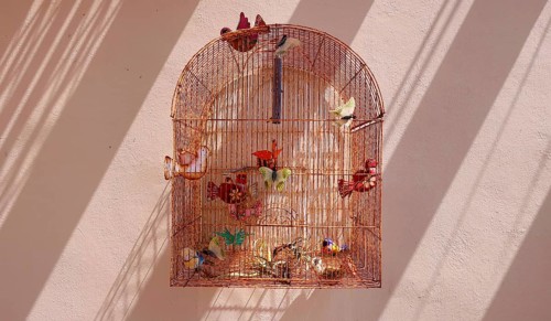 Mexican birdcage decoration in the streets of Mazatlan Historic Center, Mexico, Central America