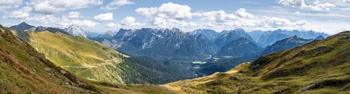 Alpine panorama, view from the Carnic main ridge to the Sesto Dolomites, Carnic Alps, Carinthia,