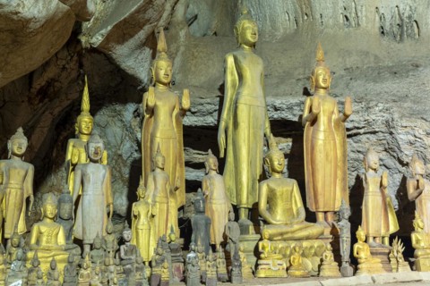 Numerous Buddha statues in Pak Ou Cave, a sacred site, Pak Ou, Louangphabang Province, Laos, Asia