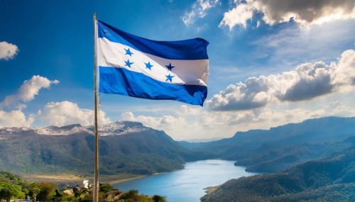 The flag of Honduras flutters in the wind