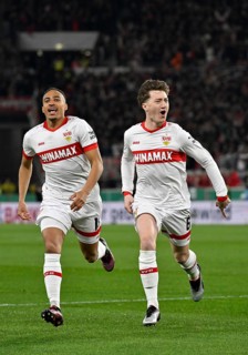 Goal celebration Angelo Stiller VfB Stuttgart (06) Jamie Leweling VfB Stuttgart (18) Semi-final,