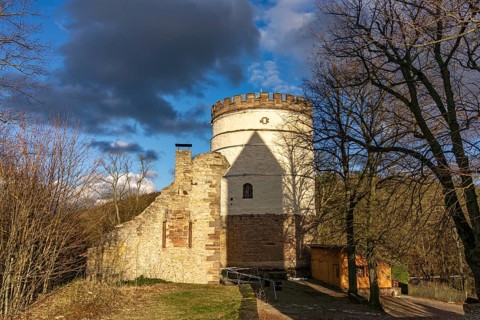 Plesse Castle or Plesseburg ruins near Göttingen in Bovenden-Eddigehausen, Lower Saxony, Germany,