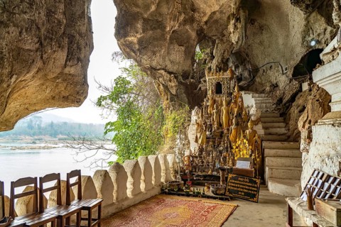 Buddha statues in the Pak Ou caves near Luang Prabang, Laos, Asia