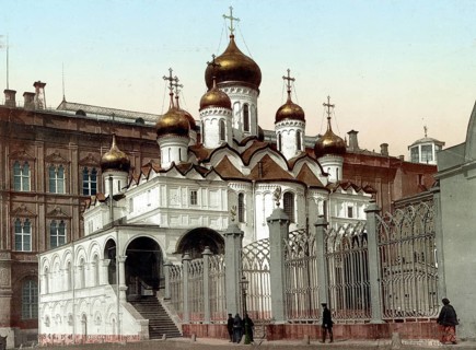 Kremlin, The Annunciation Cathedral, Moscow, Russia, 1890, Historical, digitally restored