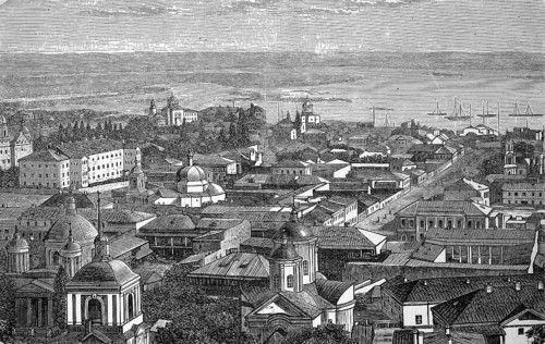 The city of Kiev, Ukraine, Russia, in 1880, Historical, digital reproduction of an original from
