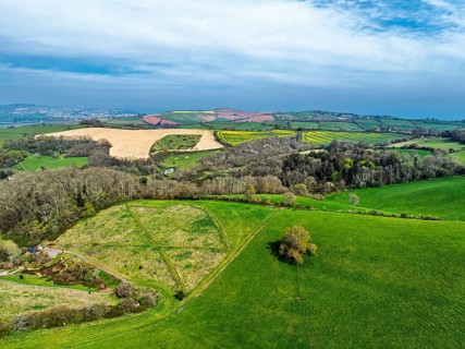 Farms and Fields over Newton Abbot from a drone, Devon, England, United Kingdom, Europe