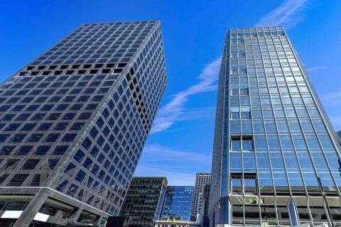 Panoramic skyline of Wellington downtown financial center, New Zealand.