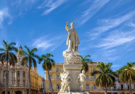 Statue of Jose Marti in Havana Central Park plaza near El Capitolio and Paseo del Prado.