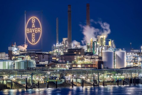 Backdrop of Chempark Leverkusen, Bayer Leverkusen, chemical park, chemical plant, river Rhine,