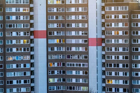 High-rise buildings in the Bensberg residential park, Bergisch-Gladbach, 18-storey housing estate