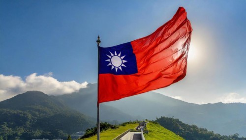 The flag of Taiwan flutters in the wind