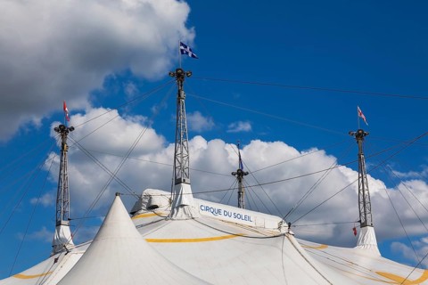 Cirque du Soleil big top tent in old port of Montreal in spring, Quebec, Canada, North America