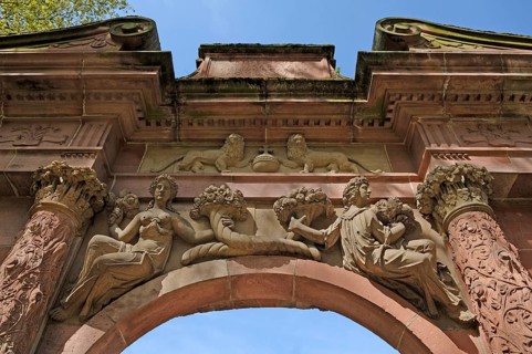 Detail of the Elisabeth Gate, 1615, castle ruins, castle courtyard, Heidelberg, Baden-Württemberg,