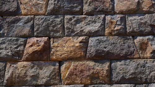 Close-up of the stones of an ancient ruined wall with visible structure and texture, Palaiokastro,