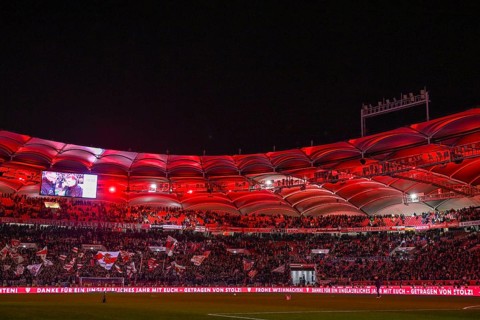 Christmas greetings for fans after Bundesliga football match, VfB Stuttgart versus FC St. Pauli,