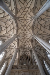 Vaults and organ loft of the late Gothic church of St George, built between 1427 and 1505, church,