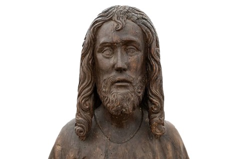 Christ on the Palm Donkey, c. 1500, detail, on white ground, Zeppelin Museum, Friedrichshafen,