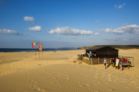 Beach bar, Praia da Bordeira, Carrapateira, Algarve, West coast, Atlantic Ocean, Portugal, Europe