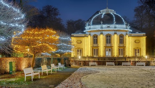 Christmas lights snow winter spa garden theatre Bad Oeynhausen Germany