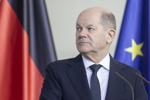 Olaf Scholz (SPD), Federal Chancellor, at a joint press conference with Irakli Kobakhidze, Prime
