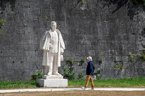 Statue of Jean-Auguste Margueritte (1823-1870), French general, in front of the citadel of Verdun,