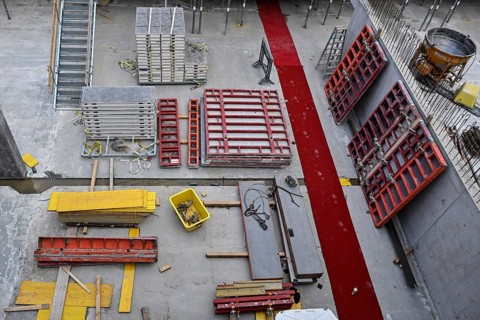 Wall formwork construction site