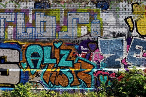 Graffiti on a wall, Braunschweig, Lower Saxony, Germany, Europe