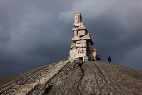 Gelsenkirchen, North Rhine-Westphalia, Germany - Rheinelbe slagheap with artwork Himmelstreppe made