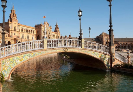 The Plaza de España, Seville, Spain built for the Ibero-American Exposition of 1929. It is a