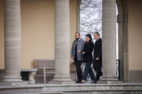 Trilateral meeting at Villa Borsig between Germany, Armenia and Azerbaijan. Annalena Bärbock