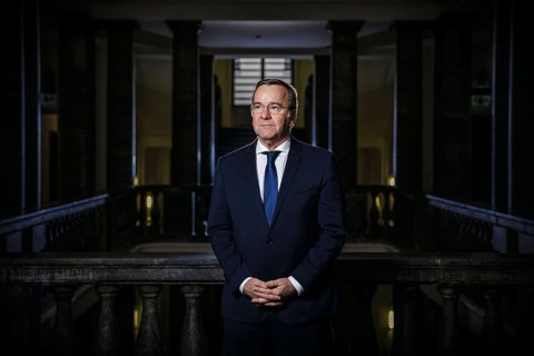 Boris Pistorius (SPD), Federal Minister of Defence, poses for a photo at the Ministry of Defence.