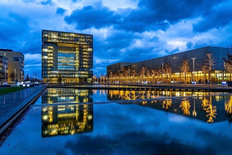 The Ruhr Tech Campus Essen, formerly the Thyssenkrupp Campus, headquarters of Thyssenkrupp,