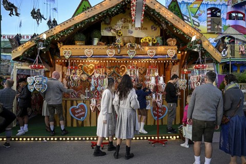 Candy stall at the Oktoberfest, Munich, Bavaria, Germany, Europe