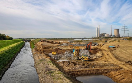 Dinslaken, Voerde, North Rhine-Westphalia, Germany, Emscher estuary into the Rhine. Construction
