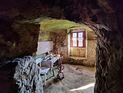Cave flats in Langenstein, district of Halberstadt, Harz county, Saxony-Anhalt, Germany, Europe